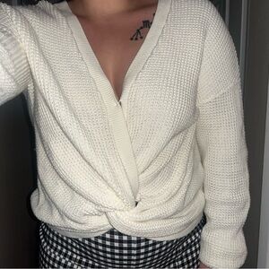 White front Knotted Sweater- Size XS